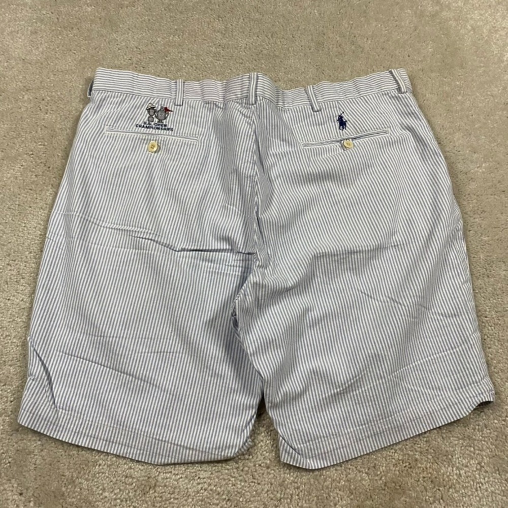 Polo Ralph Lauren Shorts Mens 40 Seersucker Golf US Open Championships Blue